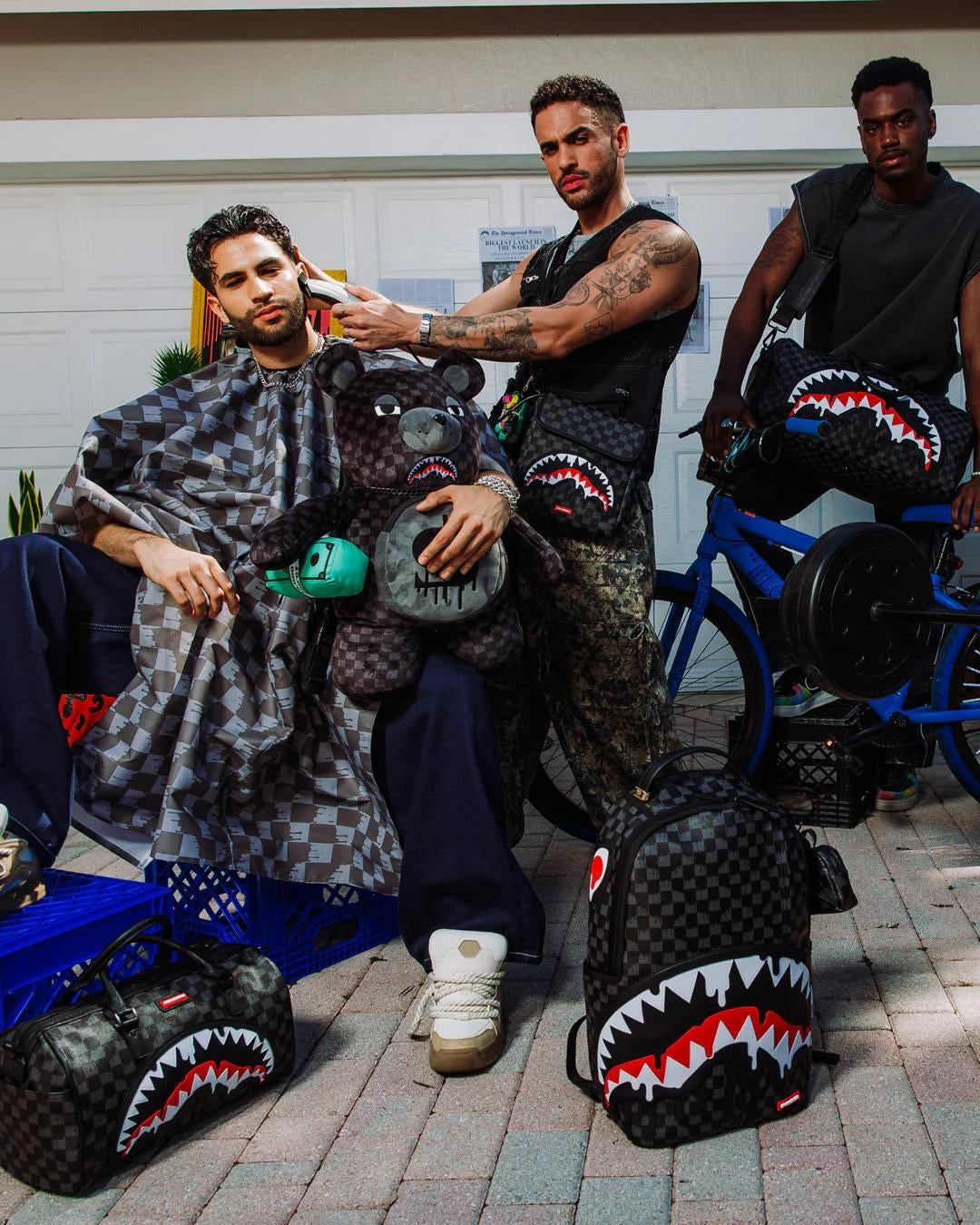 Tracolla Sprayground nero Dripping sharks in paris messenger sling