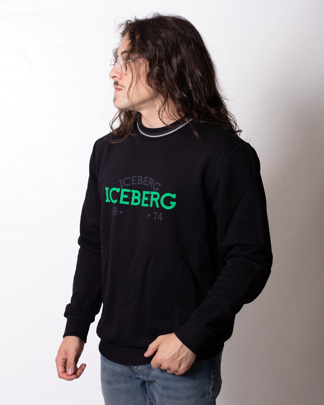 Felpa Iceberg girocollo stampata uomo