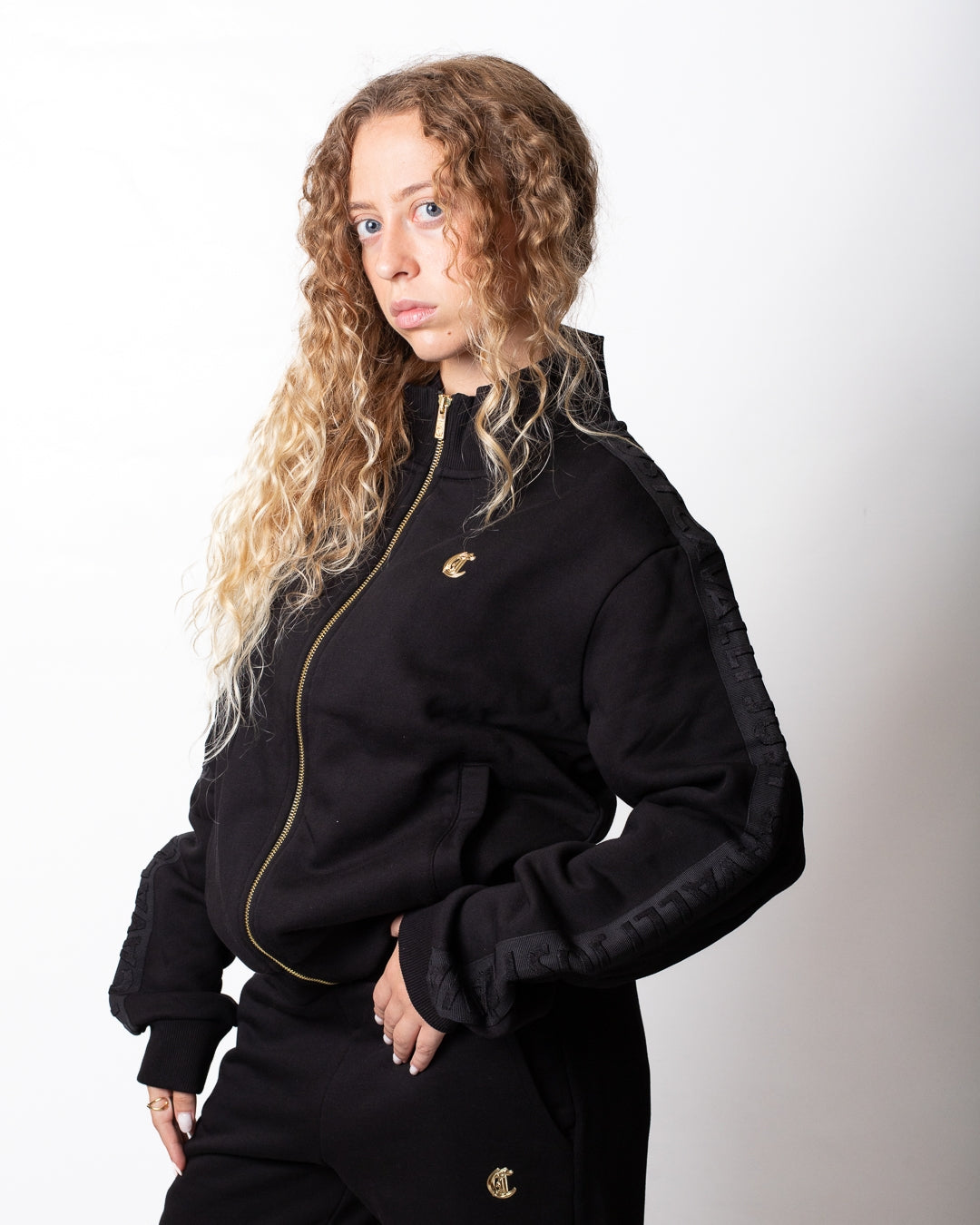 Felpa Just Cavalli fullzip con bande logate donna