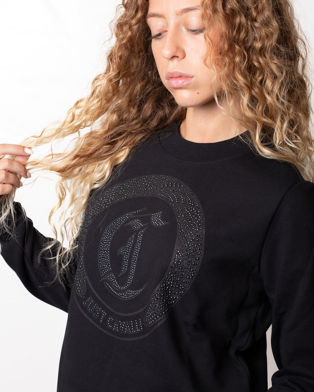 Felpa Just Cavalli "Snake Round" con borchie donna