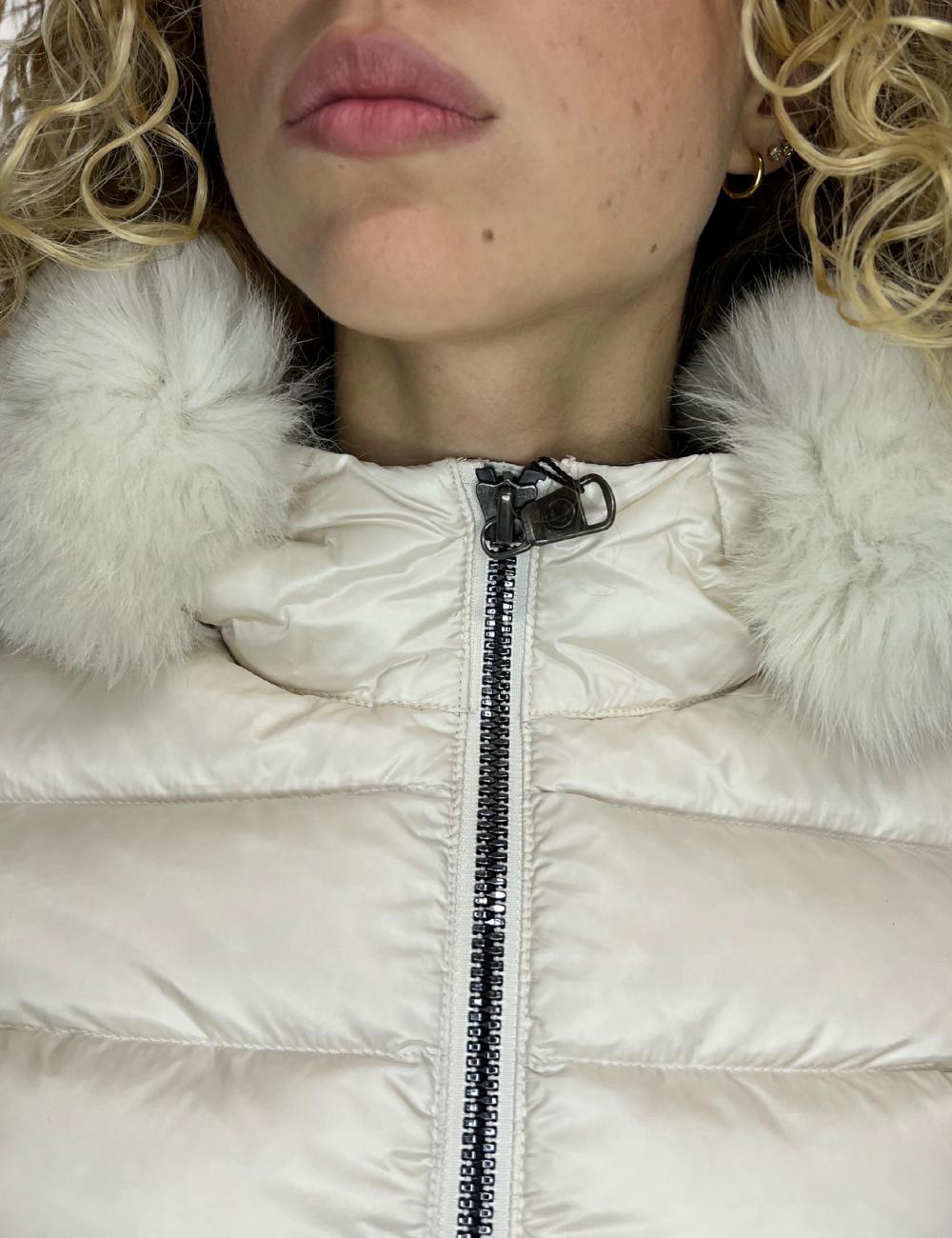 Piumino cangiante Colmar con cappuccio in vera pelliccia donna