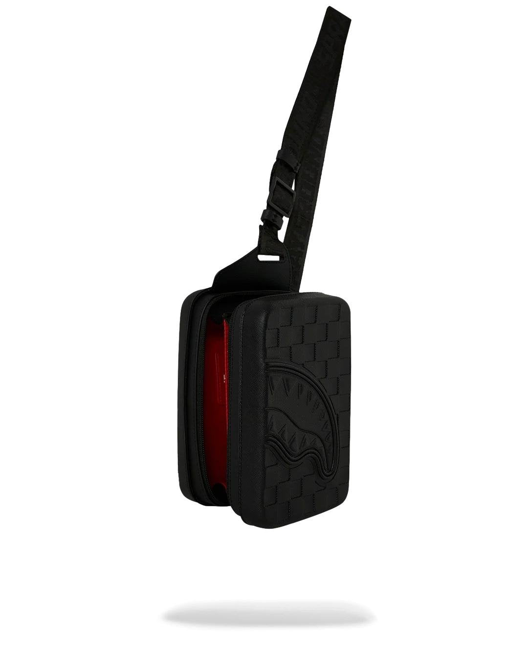 Tracolla Sprayground nero RAISED CHECK HARD SHELL SLING