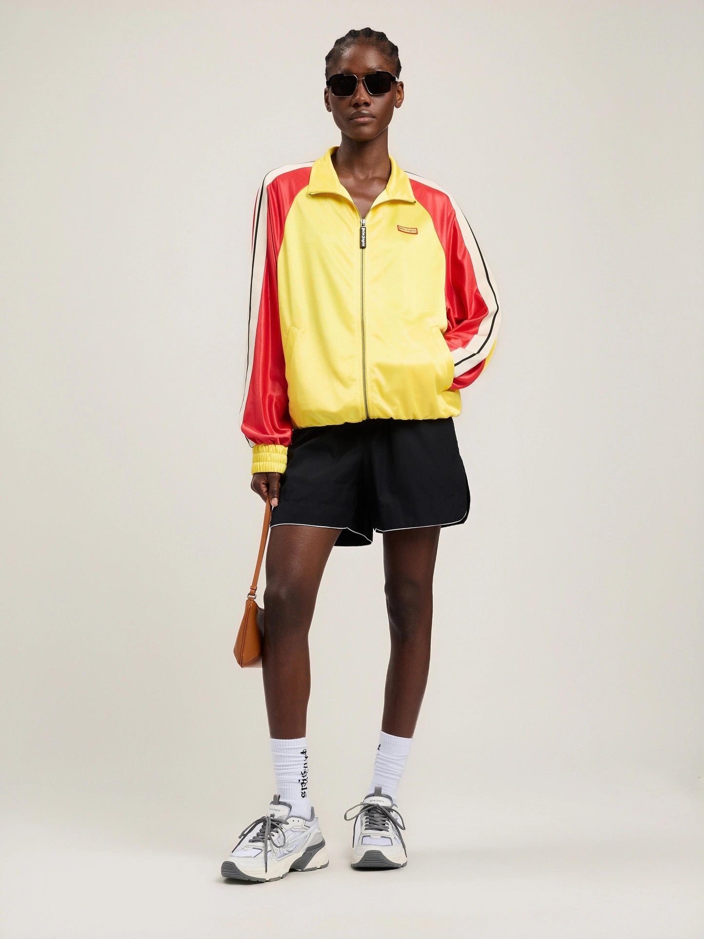 Short Palm Angels in tessuto "Curved Logo" donna