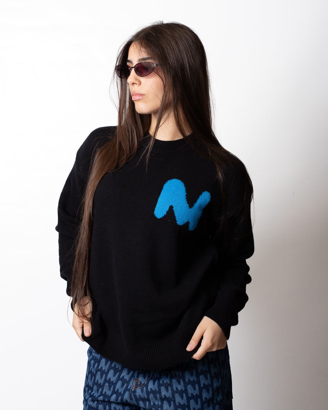 Maglia MSGM girocollo in misto lana con logo monogram