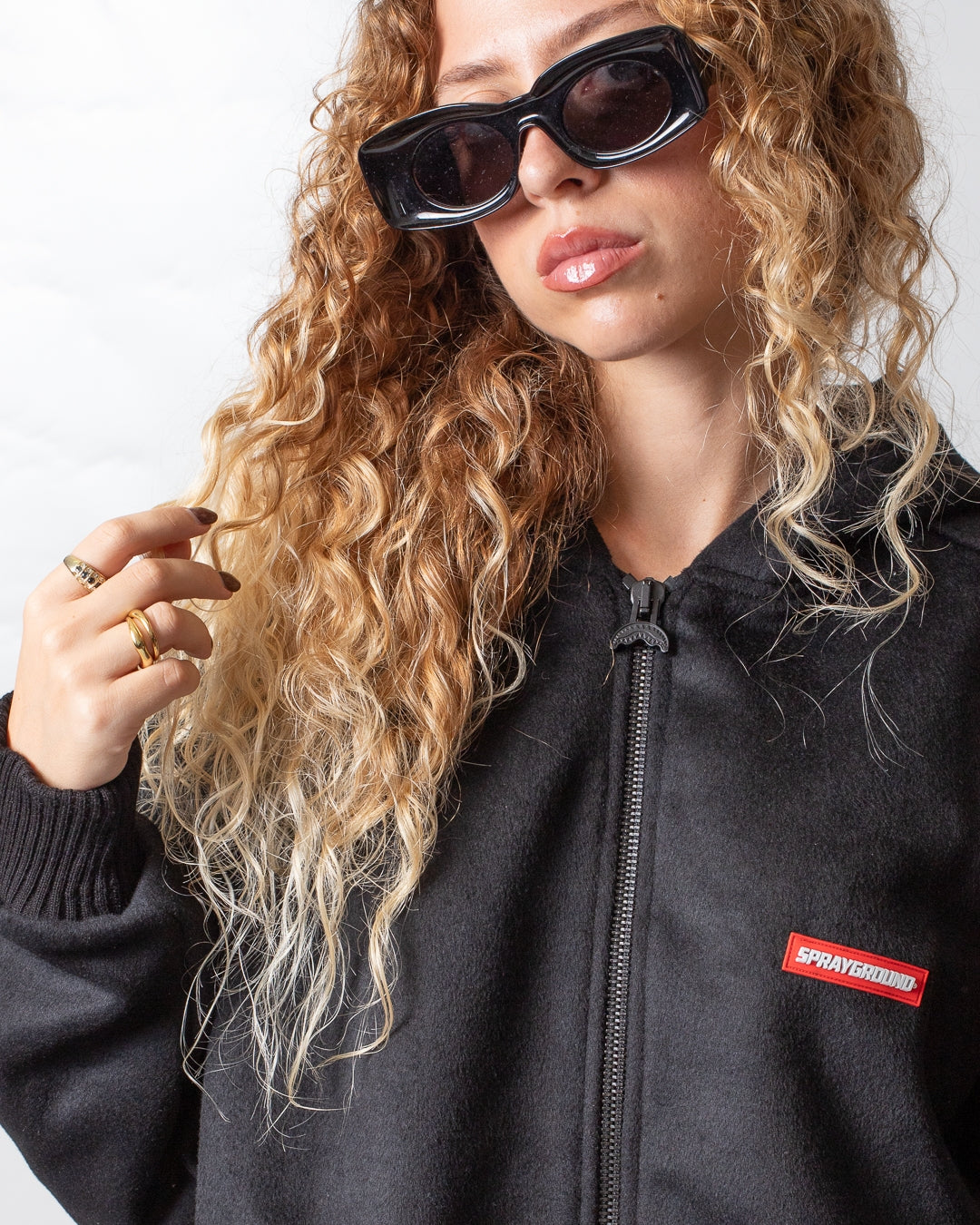 Giubbotto Sprayground in misto lana con cappuccio "Velour Jacket"