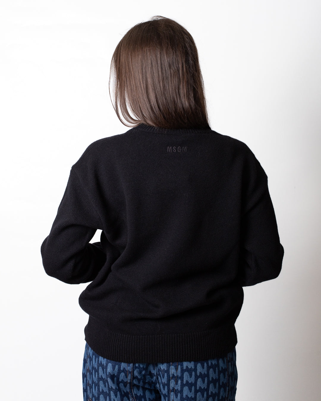 Maglia MSGM girocollo in misto lana con logo monogram