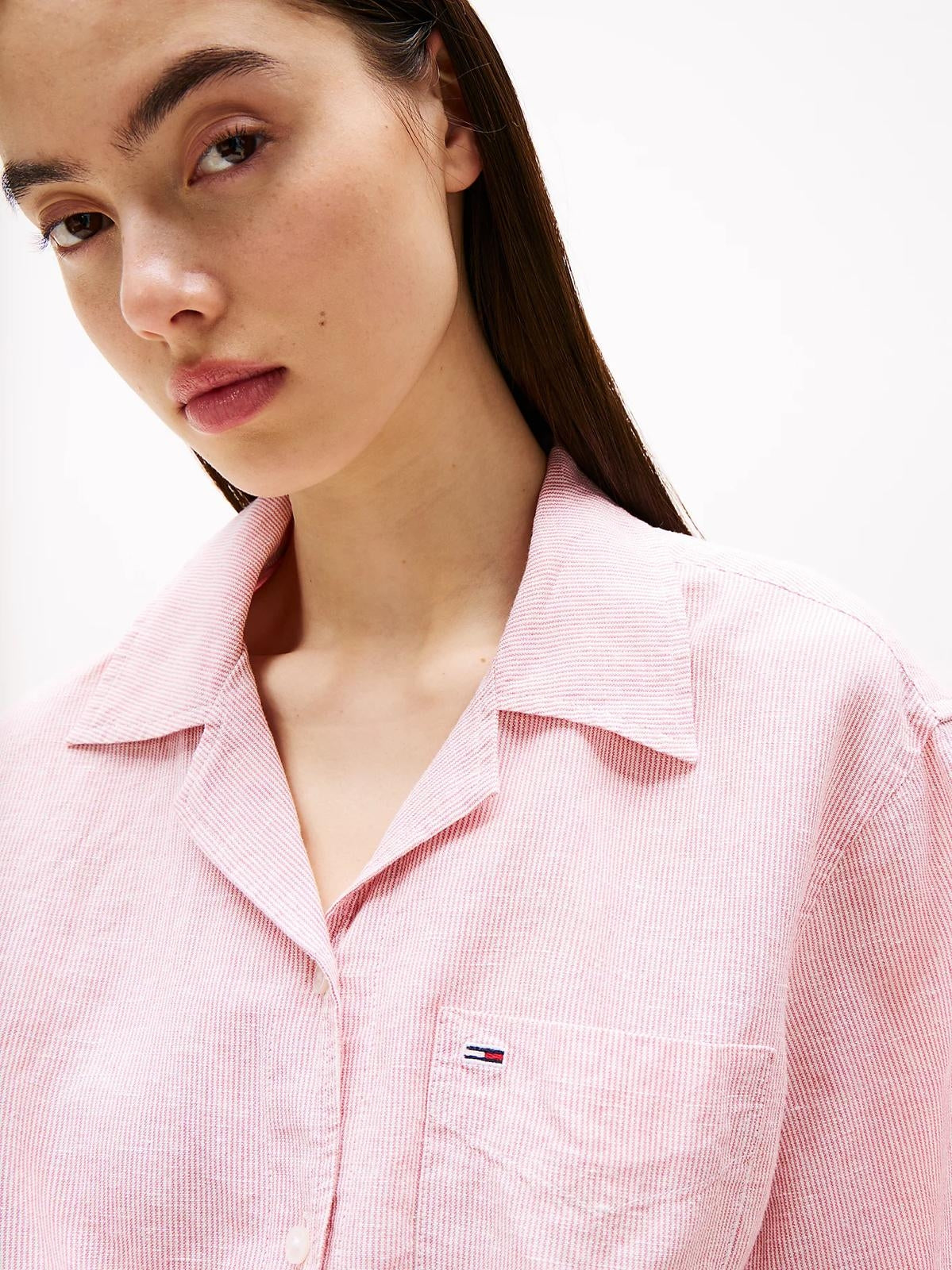 Camicia Tommy Jeans a strisce con fiocco donna
