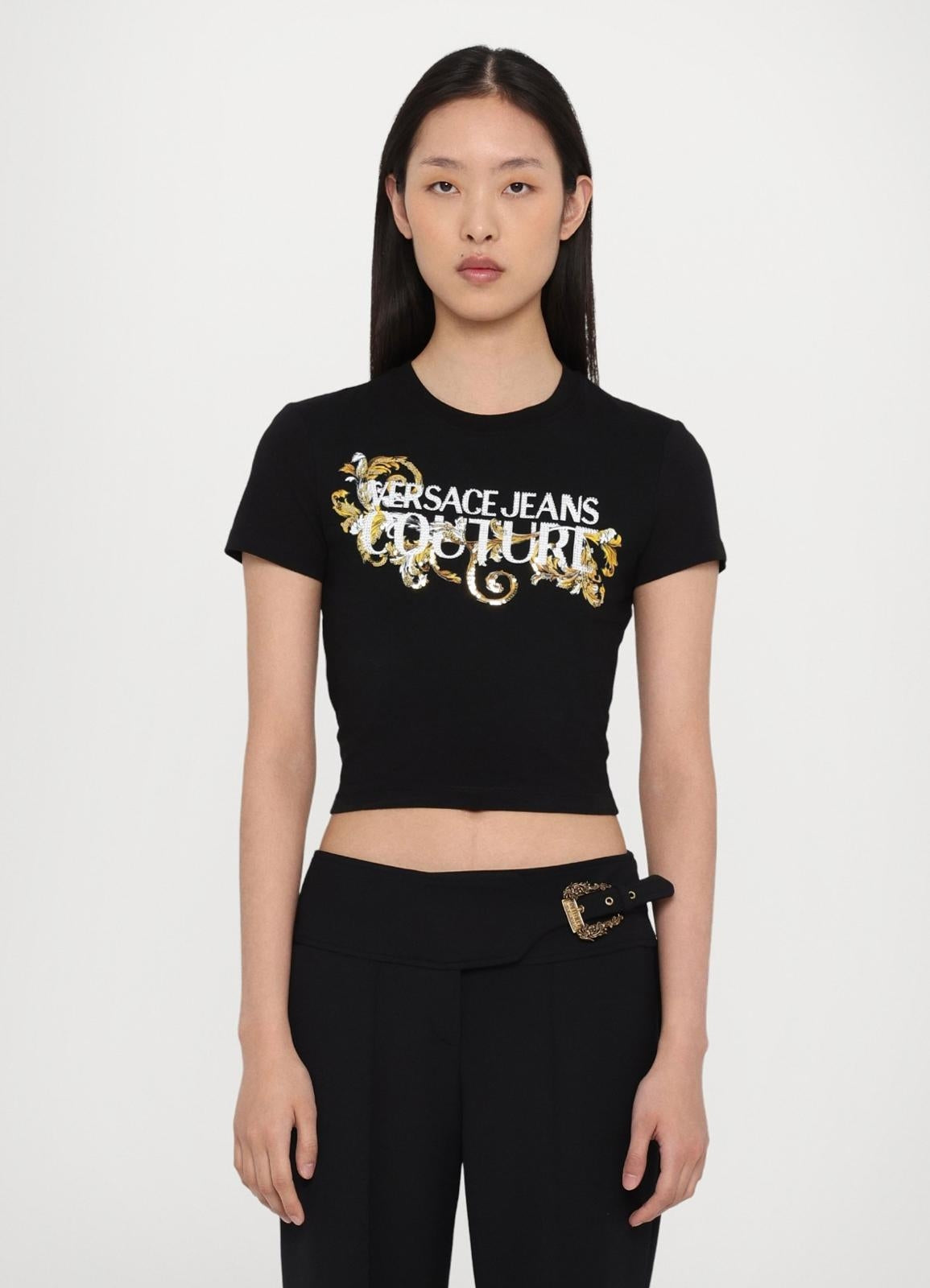 T-Shirt Versace Jeans Couture "Baroque strass" donna