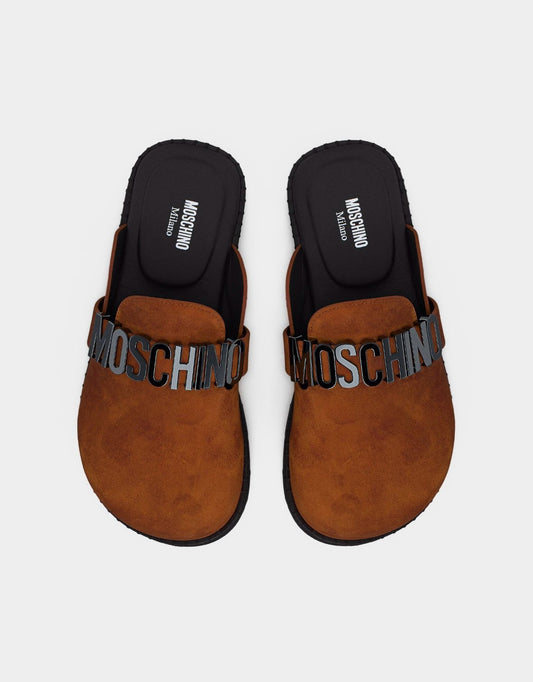 Sandalo Moschino in pelle scamosciata uomo