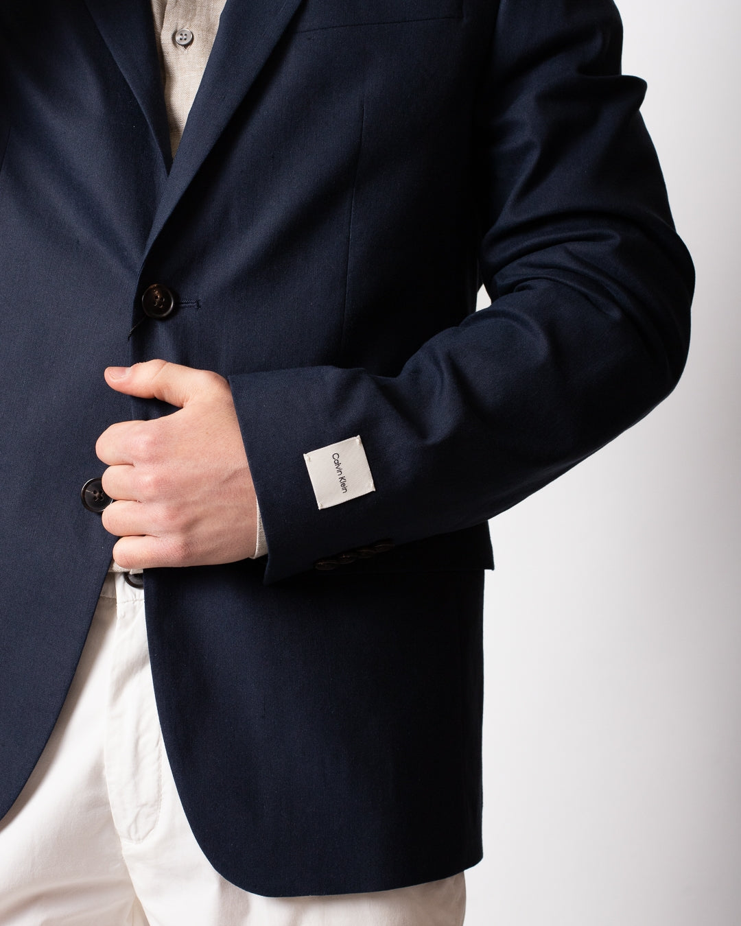Giacca blazer Calvin Klein monopetto in misto lino uomo