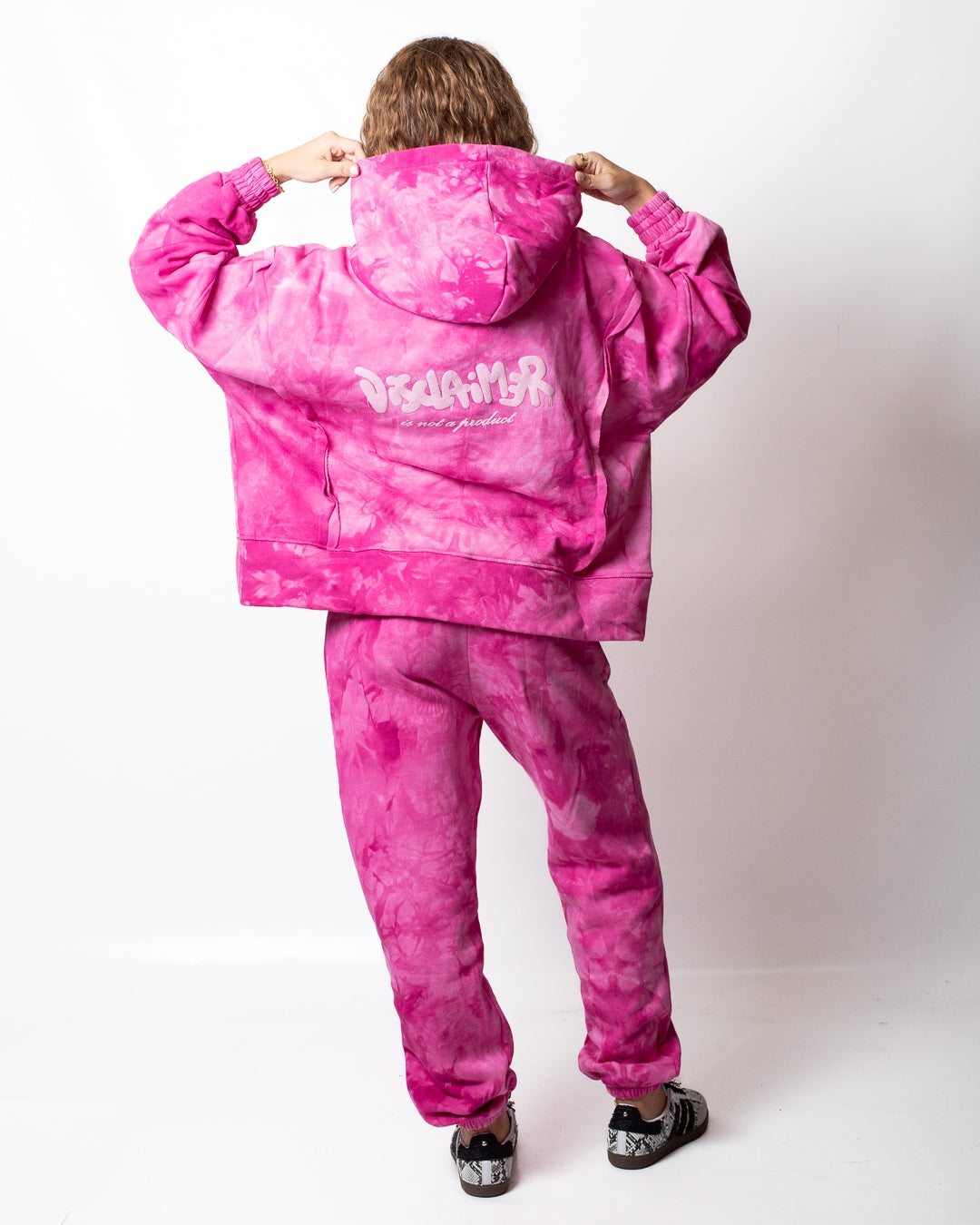 Felpa Disclaimer effetto tie dye con cappuccio e logo donna