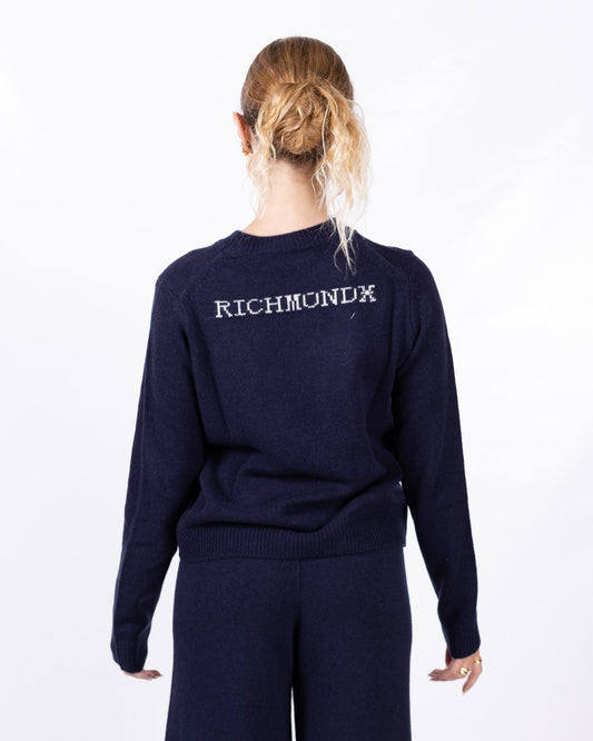 Maglia Richmond X in lana e cashmere con logo jacquard sul retro