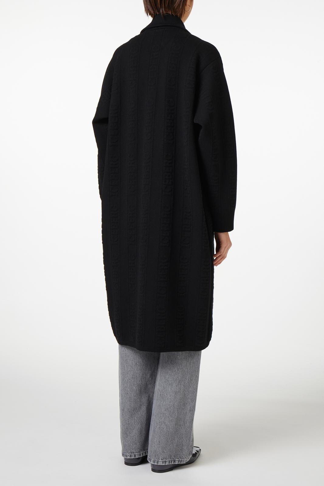 Cappotto Iceberg doppiopetto in maglia con logo all-over donna