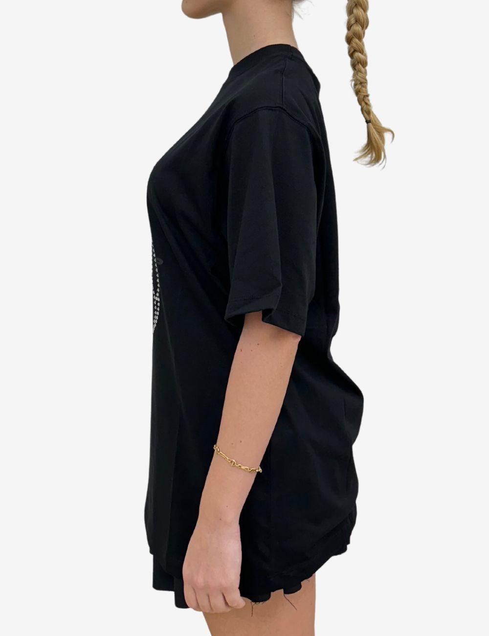 T-Shirt Disclaimer con strass e logo donna