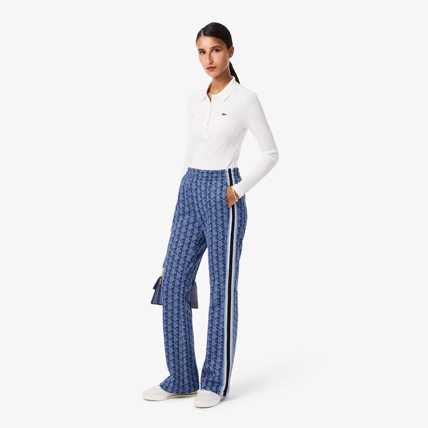 Pantalone Lacoste logato allover donna