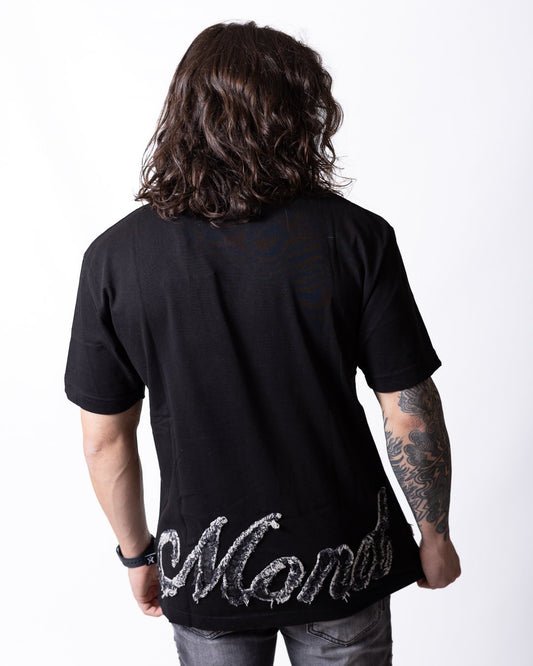 T-shirt Richmond X con logo in denim effetto taglio vivo