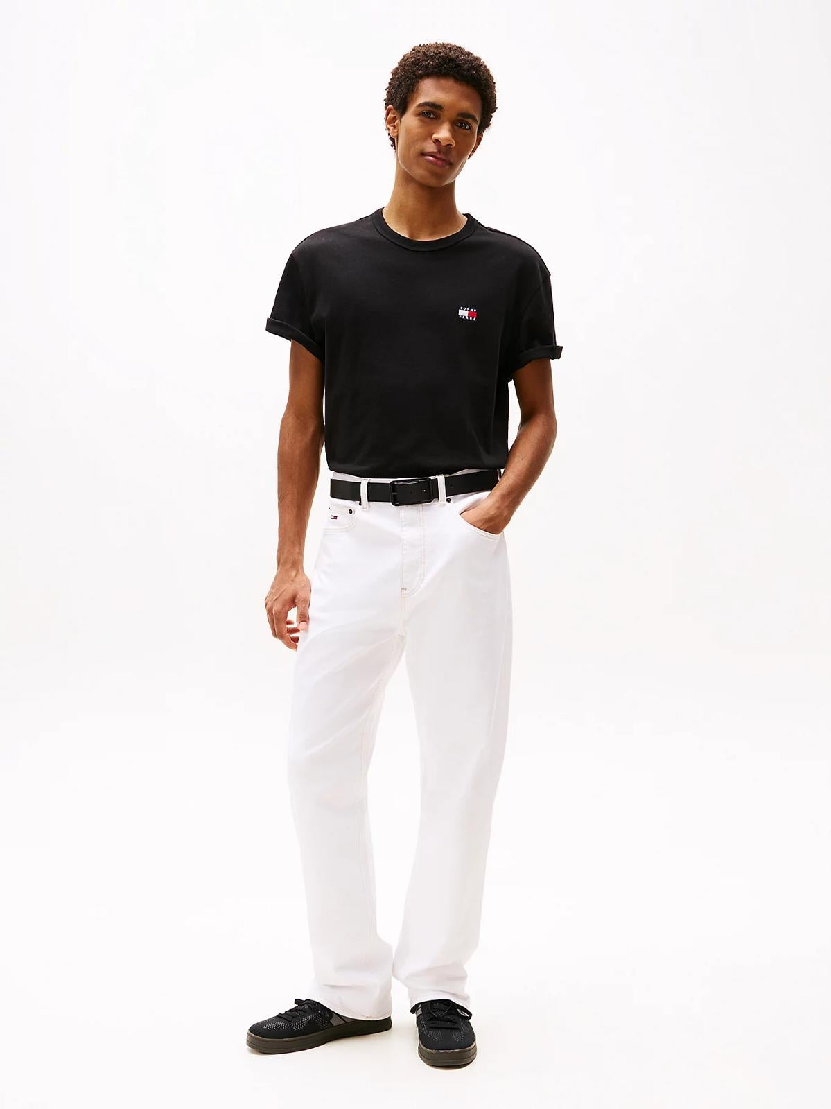 T-Shirt Tommy Jeans basic con bandiera ricamata uomo