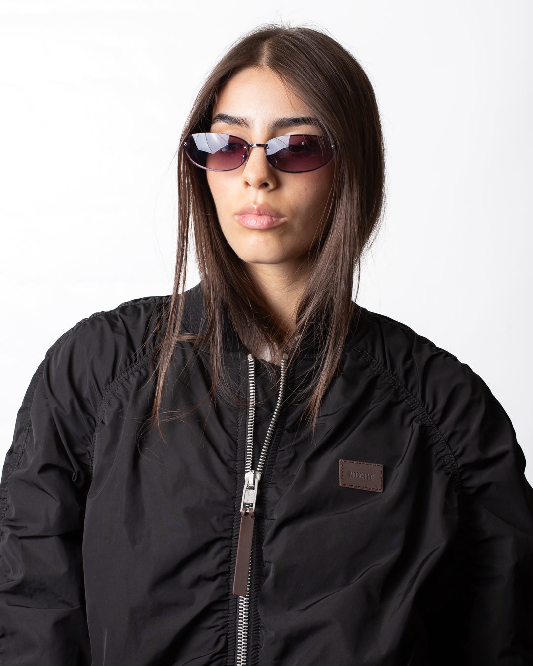 Giubbotto Moschino modello bomber con patch logata
