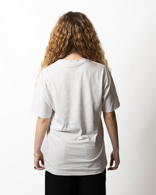 T-Shirt Disclaimer con stampa e strass donna