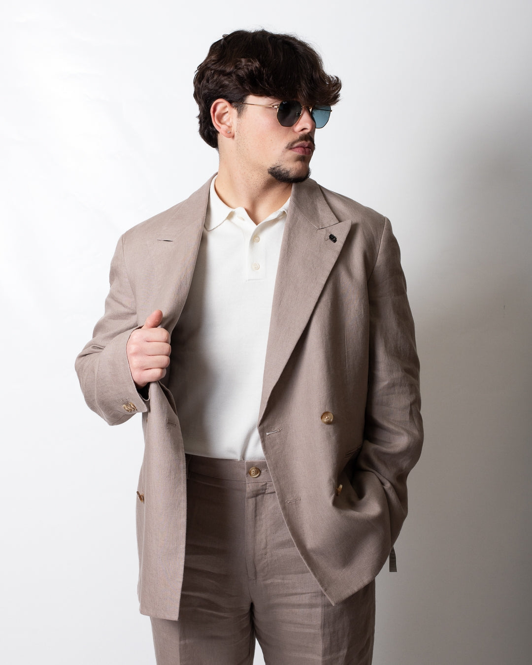 Giacca blazer Liu Jo doppiopetto in lino uomo