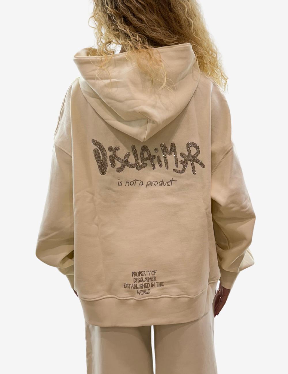 Felpa Disclaimer con cappuccio e logo in strass donna