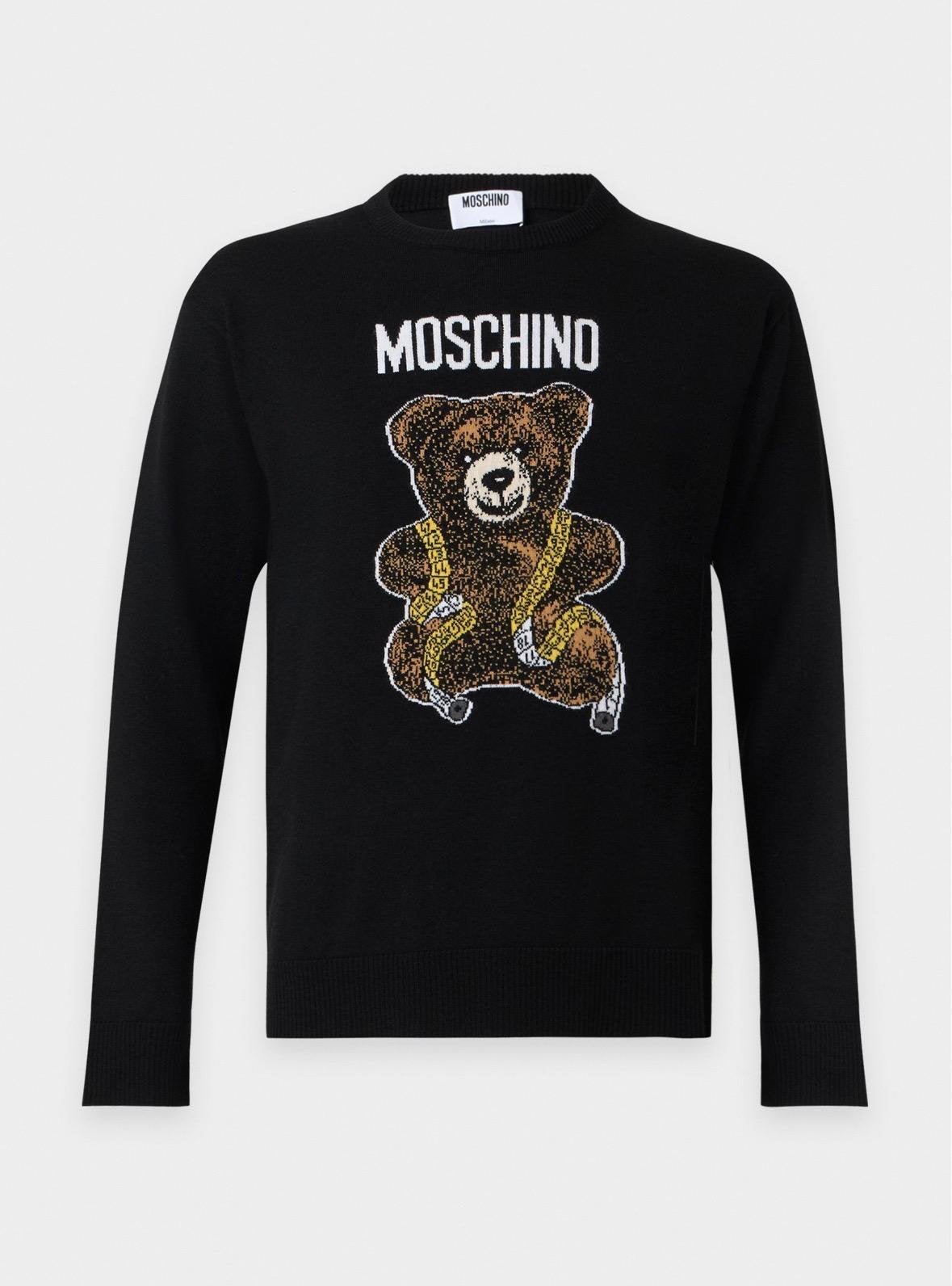 Maglia Moschino girocollo in lana "Teddy Bear Inlay" uomo