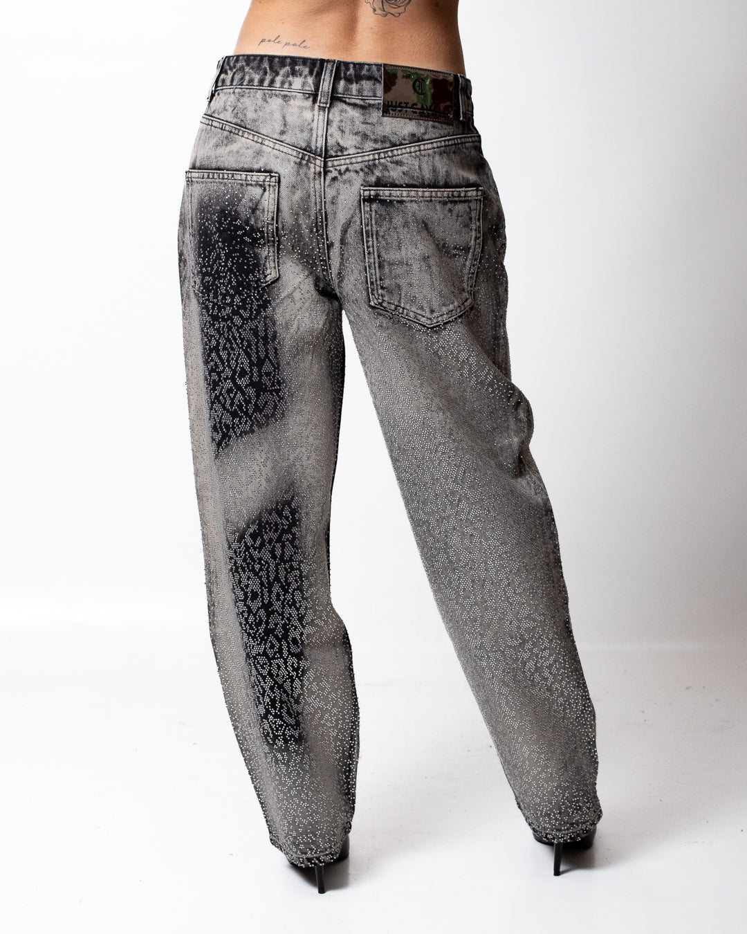 Jeans Just Cavalli boyfriend con strass all-over donna