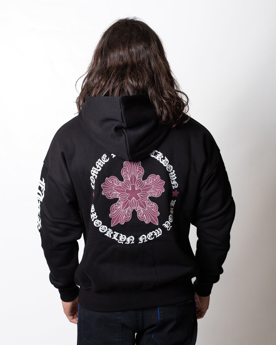 Felpa Comme des Fuckdown fullzip con cappuccio e stampa gothic uomo