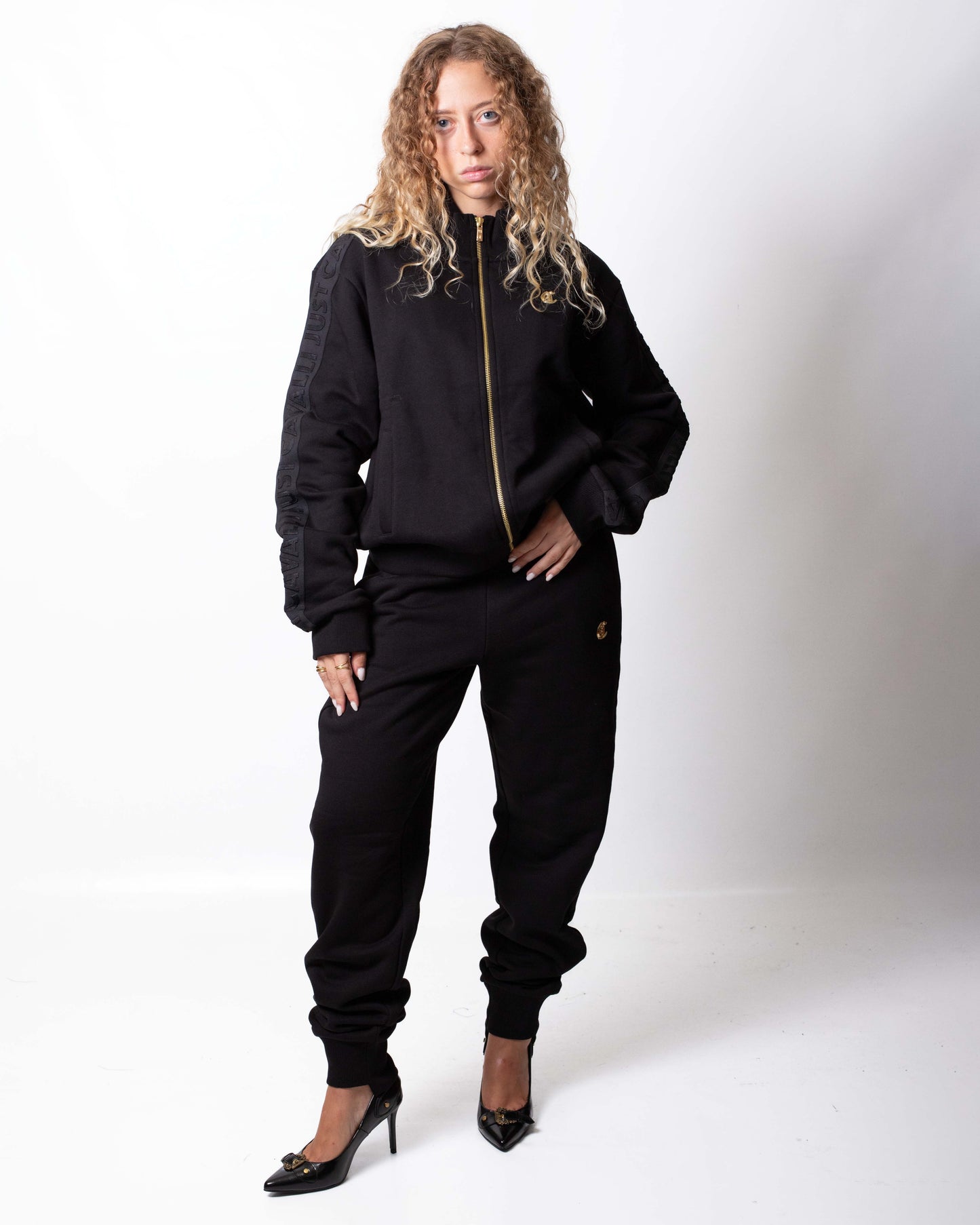 Felpa Just Cavalli fullzip con bande logate donna