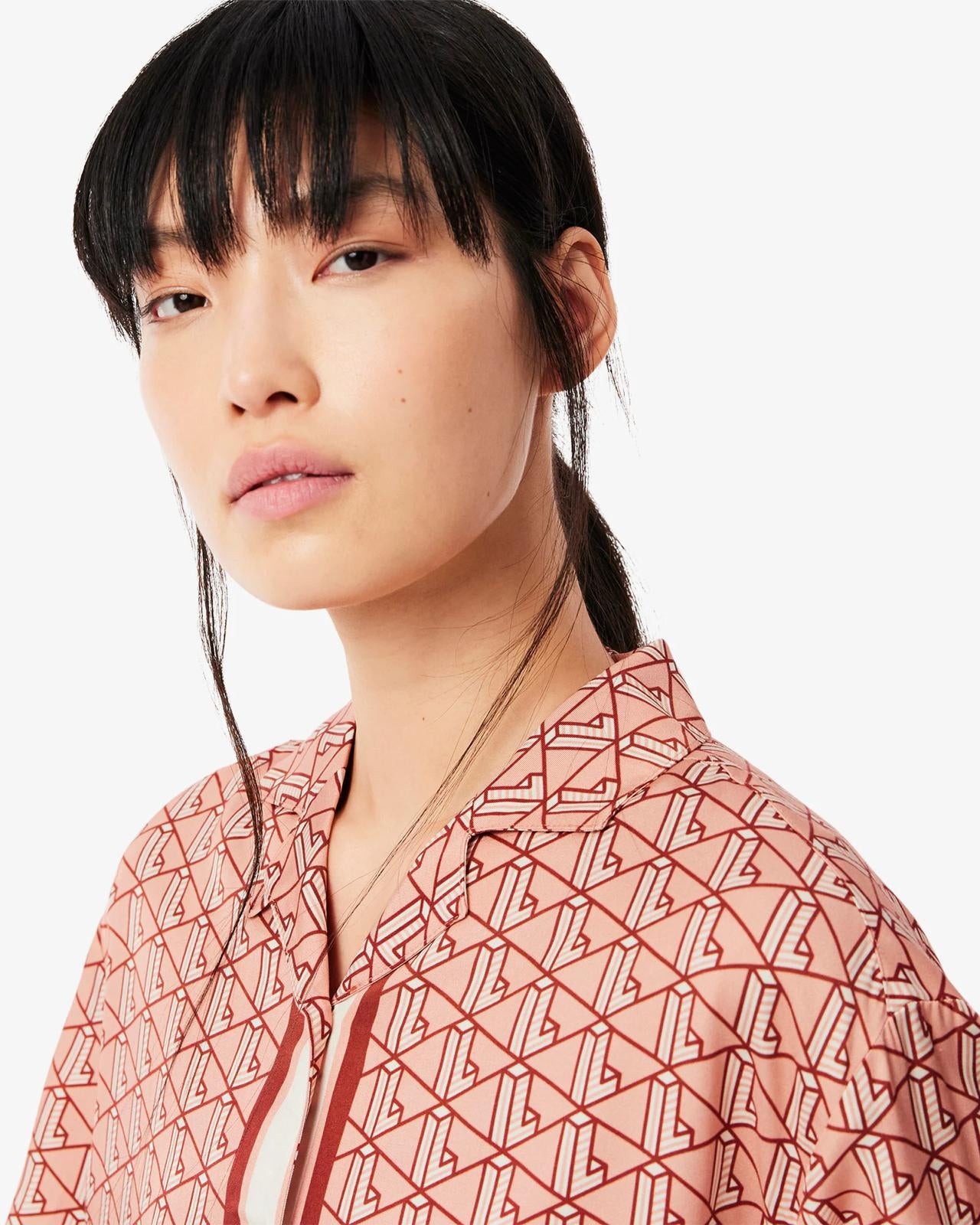Camicia Lacoste con logo monogram allover