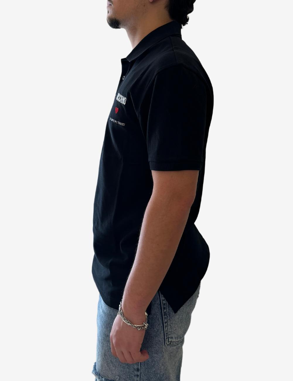 Polo Moschino "In love we trust" con ricamo uomo