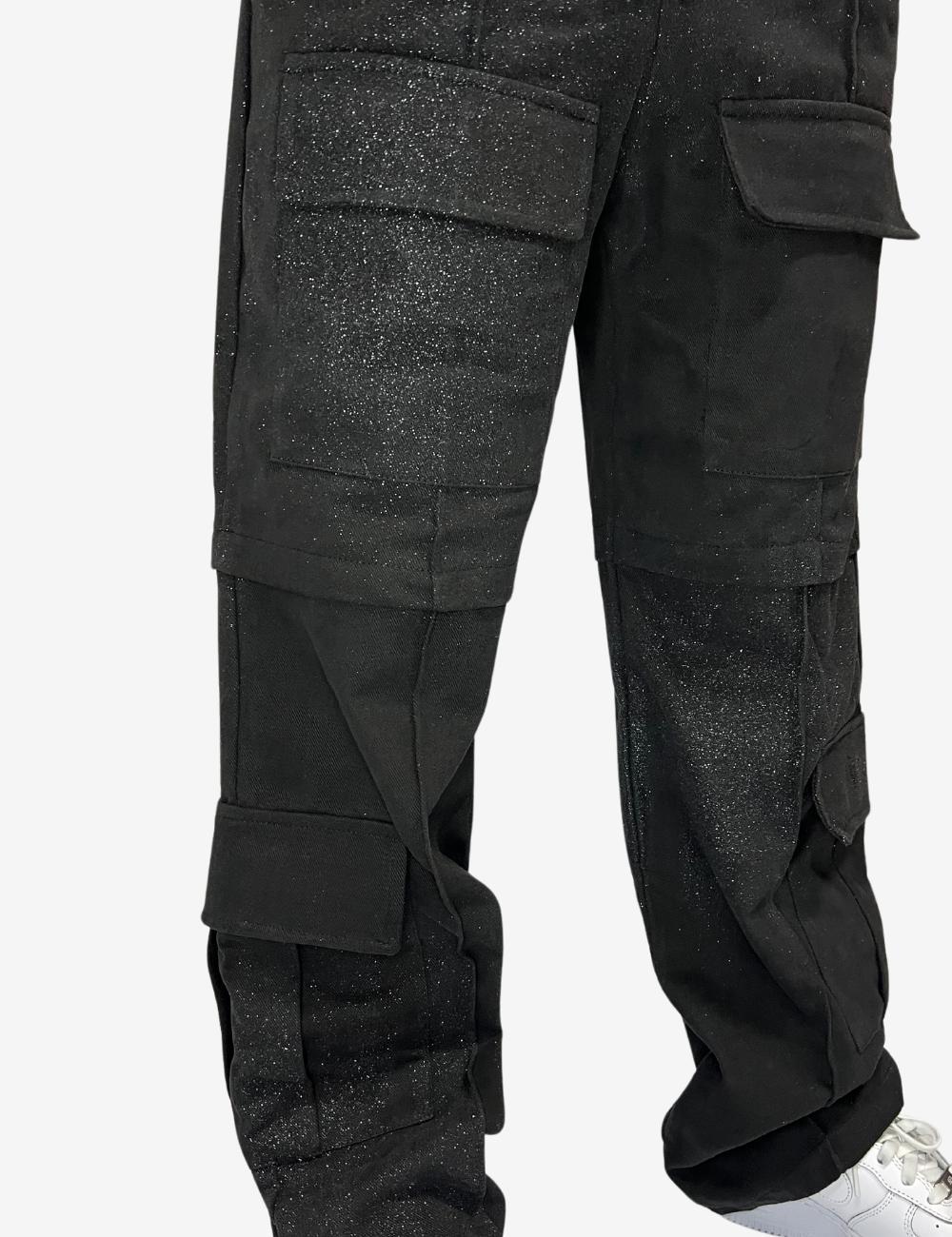 Pantalone Disclaimer cargo con glitter all-over donna
