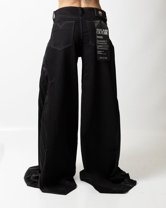 Pantalone Versace Jeans Couture in denim con dettagli in seta donna