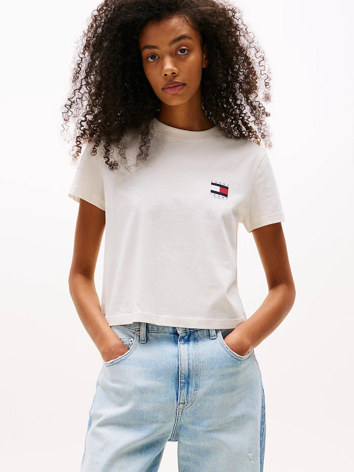 T-Shirt Tommy Jeans slim con logo bandiera donna