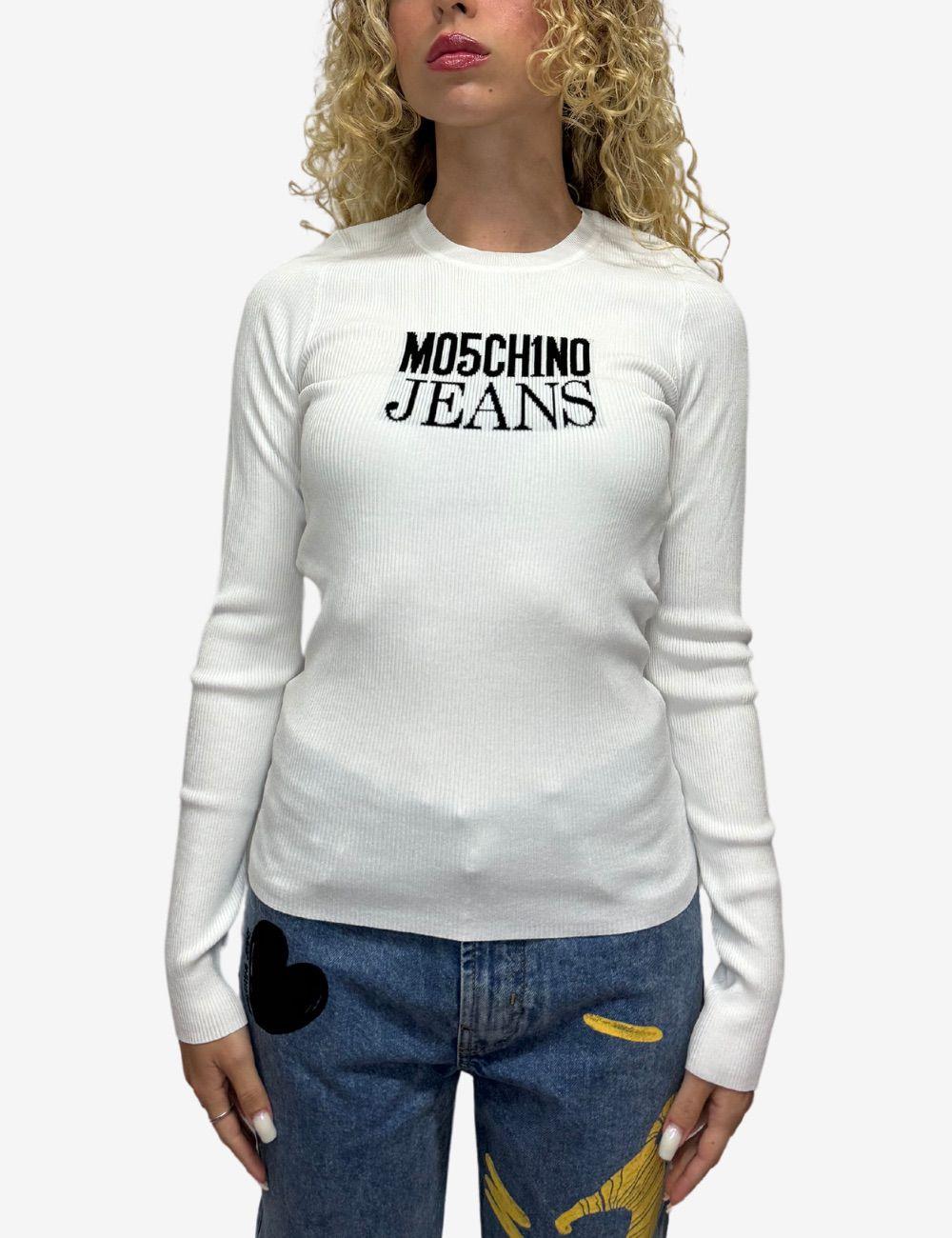 Maglia Moschino Jeans girocollo in costina con logo donna Specchio Boutique