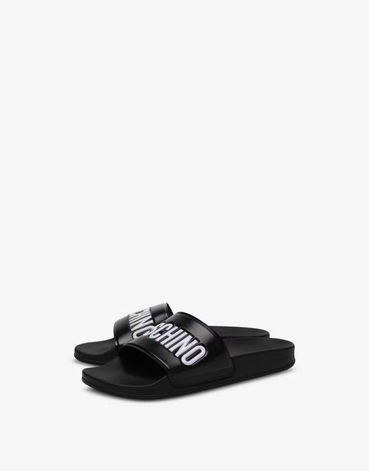 Ciabatta Moschino in gomma con logo iconic uomo