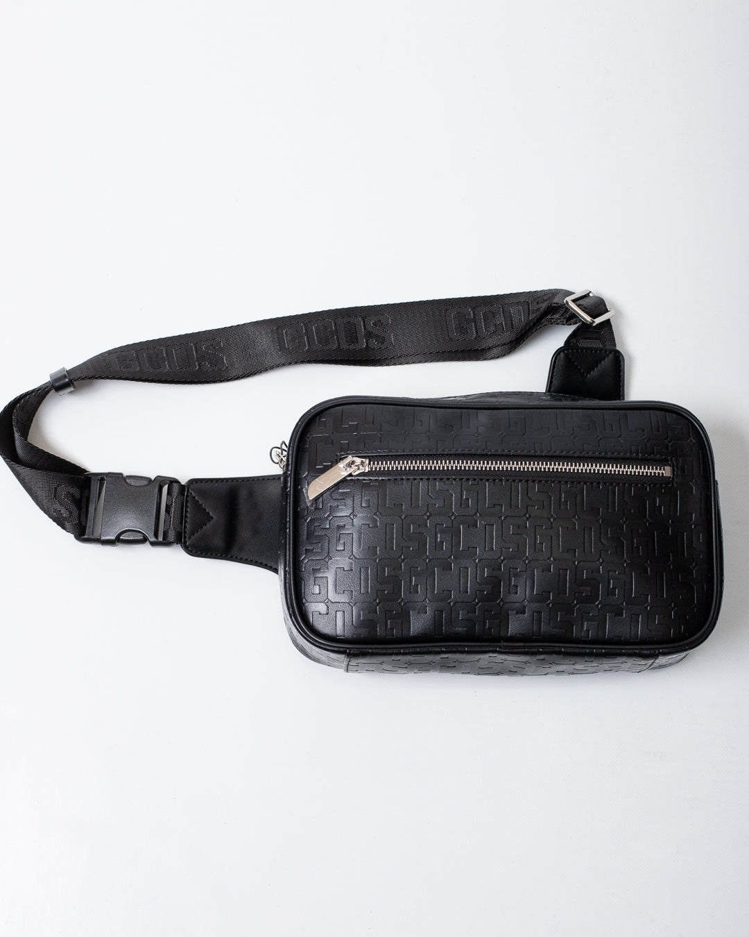 Tracolla GCDS in pelle con logo all-over