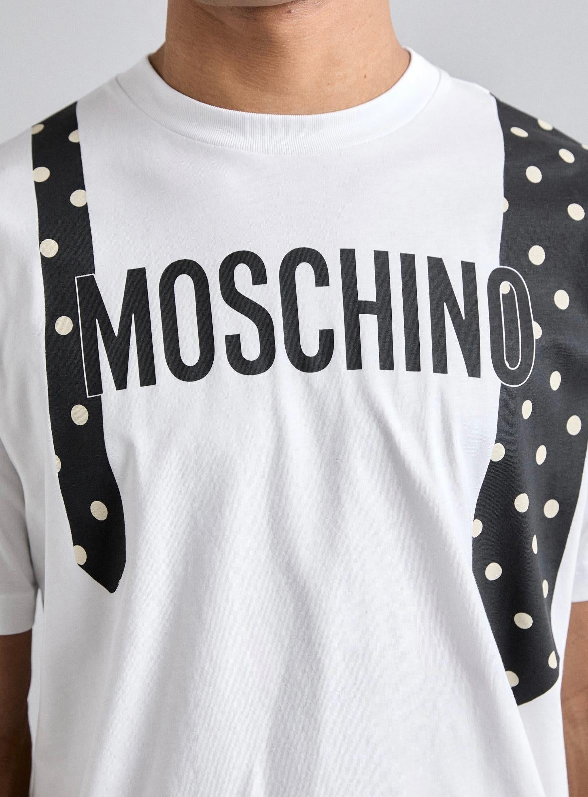 T-Shirt Moschino con maxi logo e cravatta stampa uomo