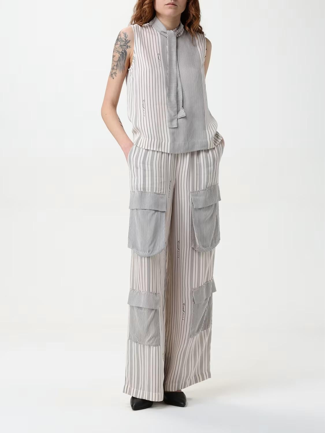 Pantalone Twinset Actitude wide leg a strisce donna