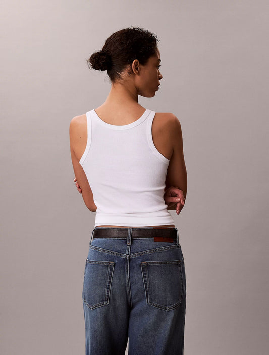 Canotta Calvin Klein in costina con ricamo donna