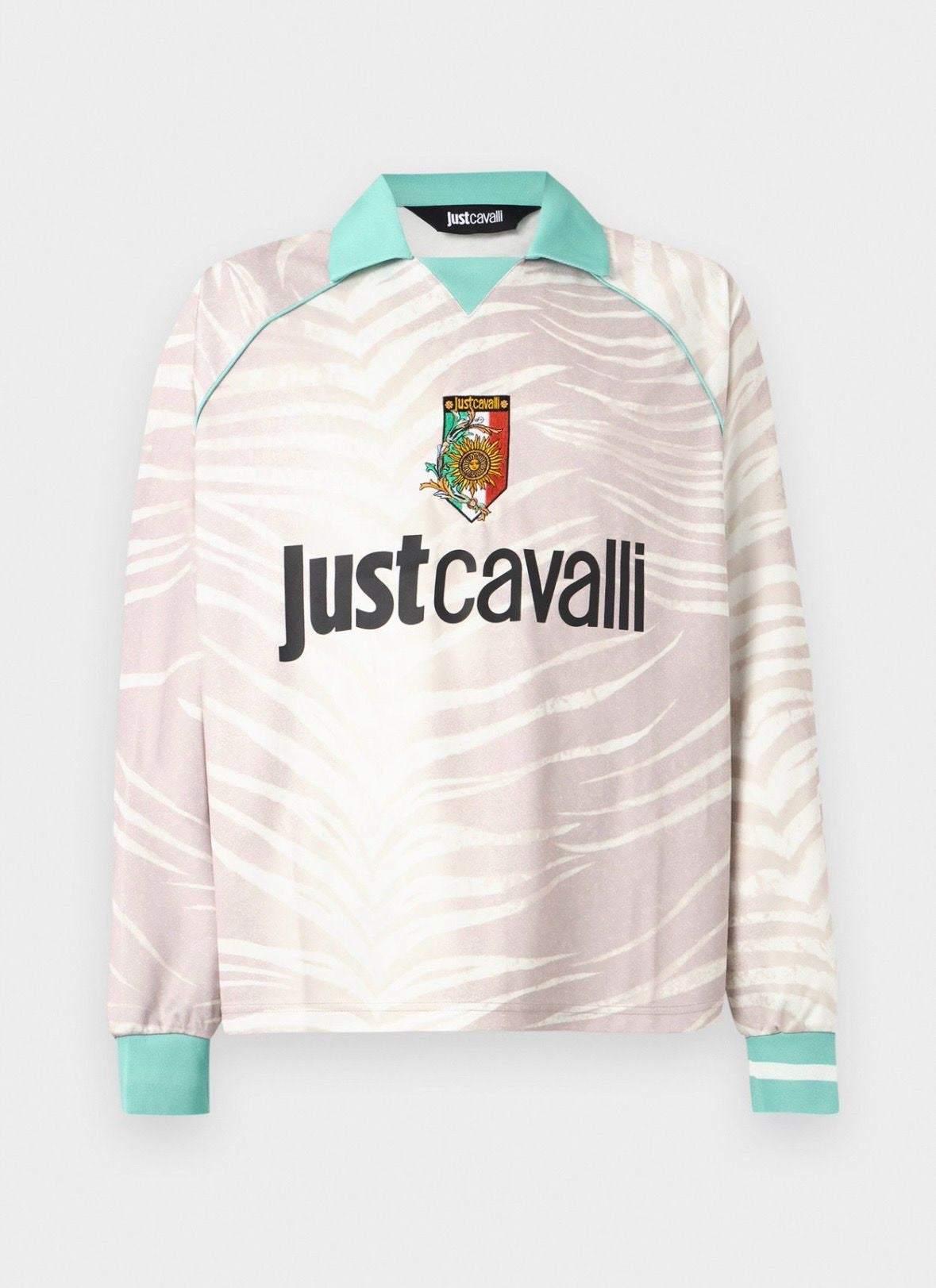 Polo Just Cavalli manica lunga con stampa e logo ricamato, long sleeve