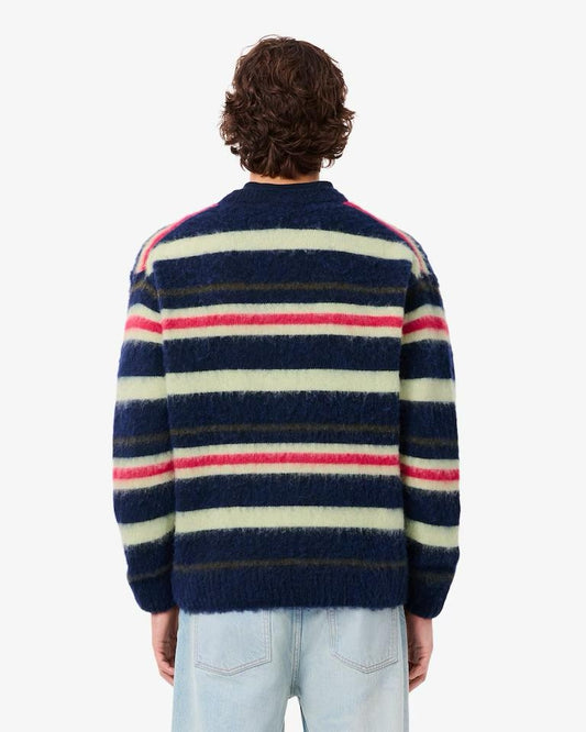 Cardigan Lacoste in misto lana a strisce uomo