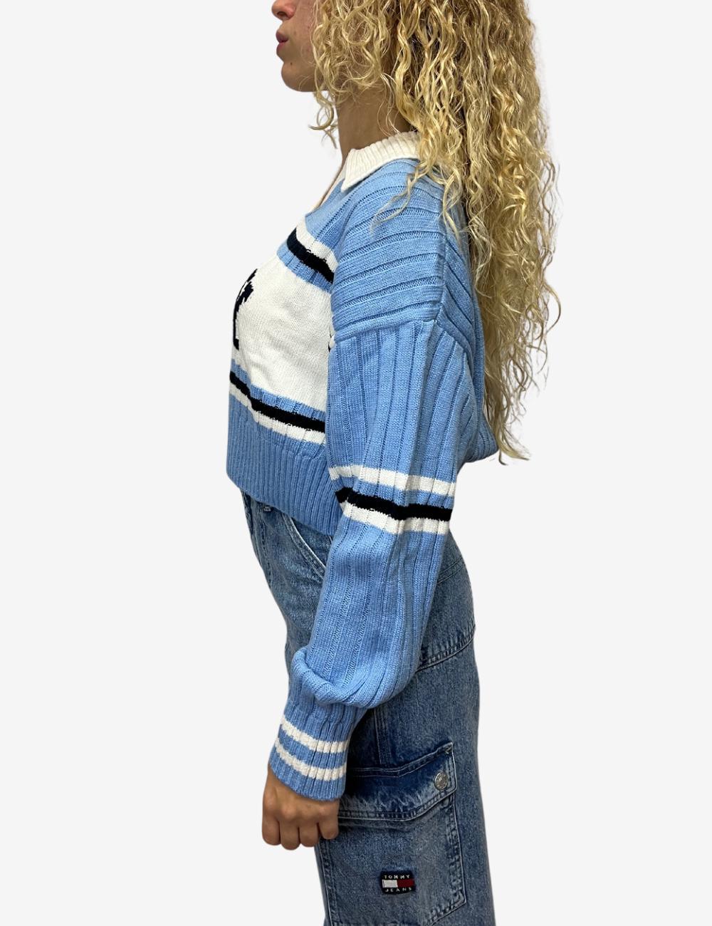 Maglia Tommy Jeans crop con colletto a polo donna