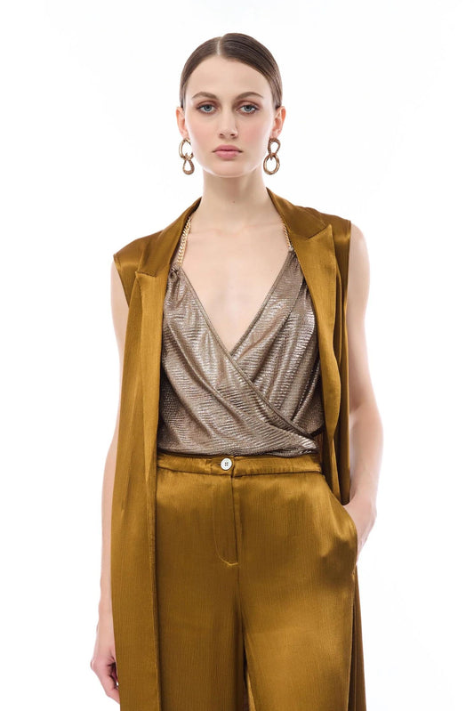 Top Nenette in lamè con catene donna