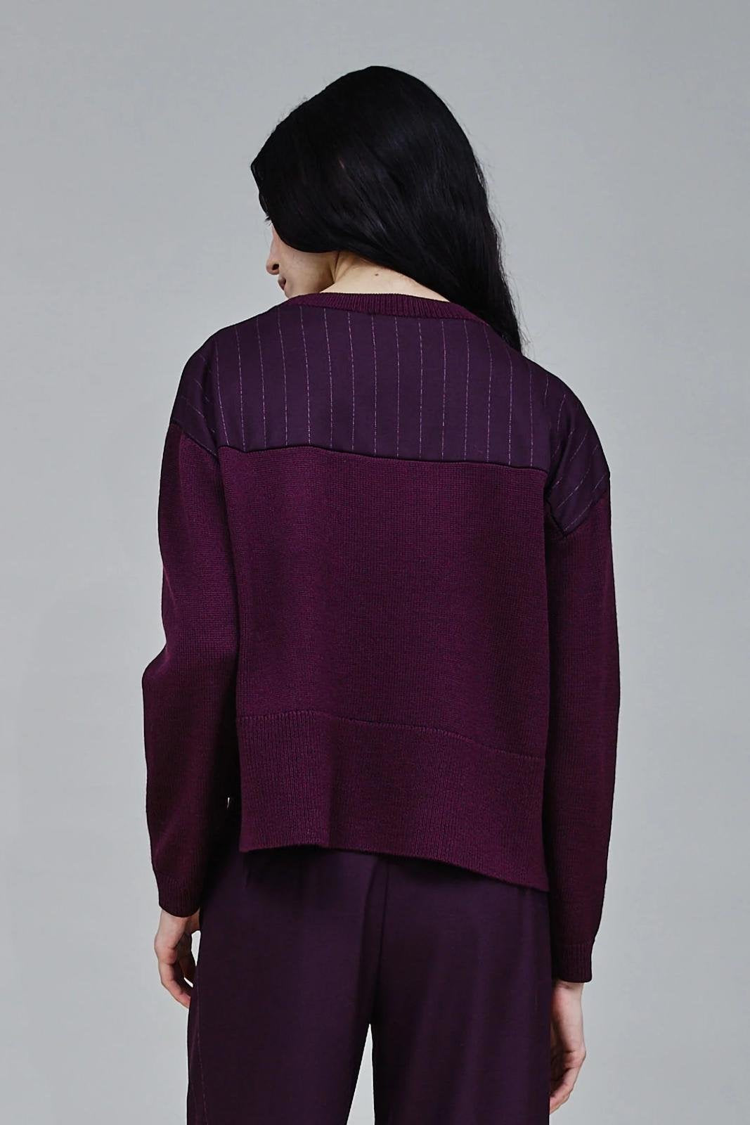 Maglia Nenette in lana con inserti in tessuto gessato