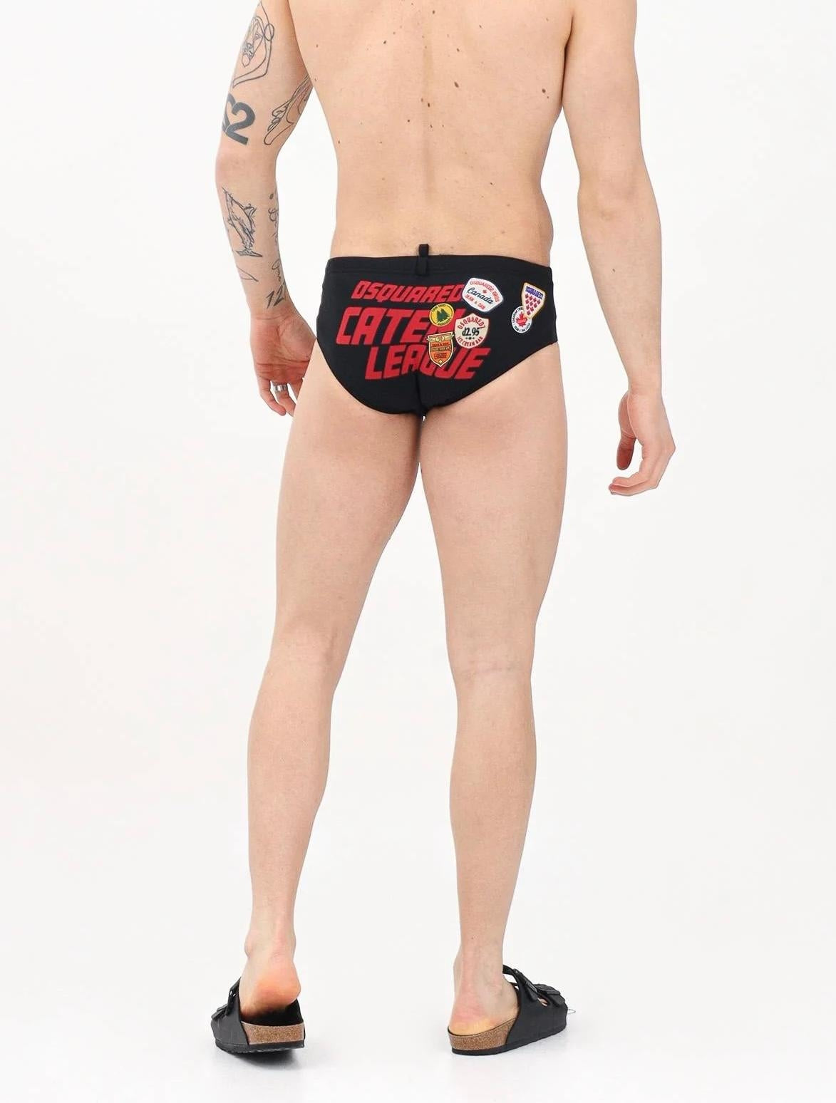 Slip mare Dsquared2 con stampa patch uomo