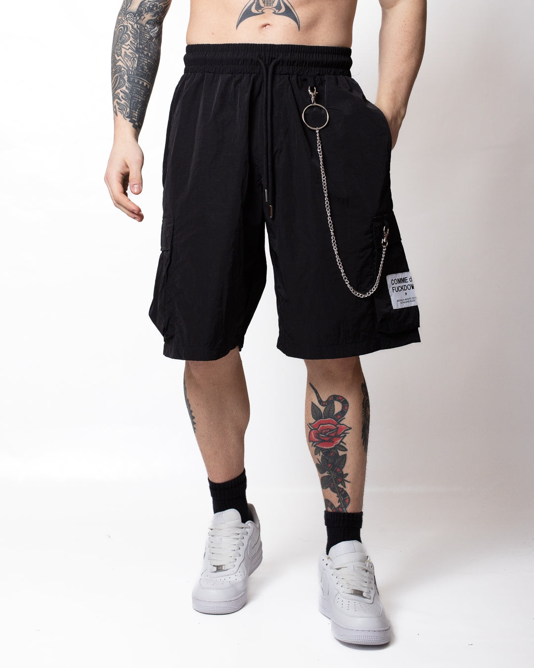 Bermuda Comme des Fuckdown in nylon con catena uomo