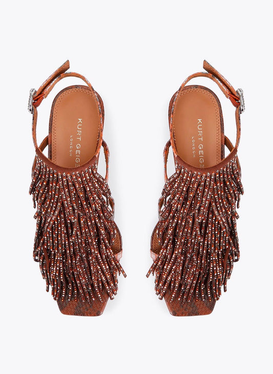 Tacchi Kurt Geiger con frange brillantinate