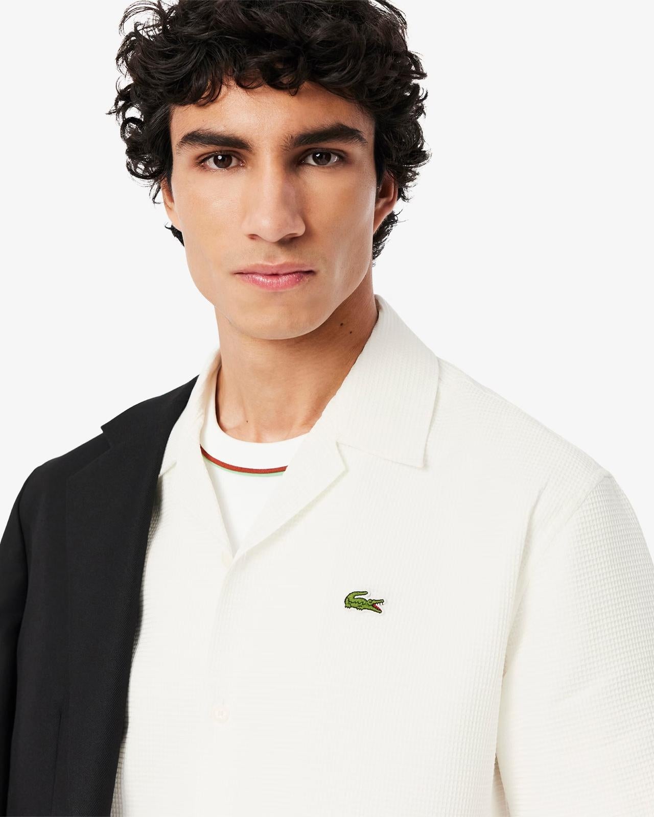 Camicia Lacoste a nido d'ape bianca