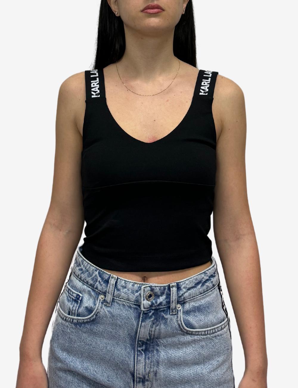 Top Karl Lagerfeld Jeans con spalline logate donna